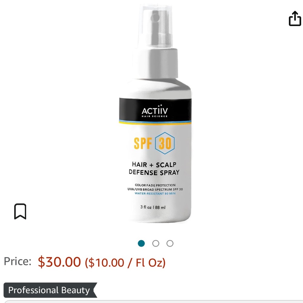 Actiiv Hair Science SPF 30 Hair + Scalp Defense Spray